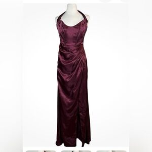 Galina Signature Burgundy Corseted Halter Gown  size 10